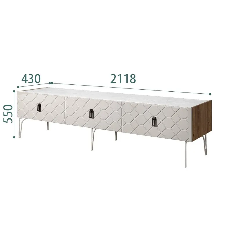 Тумба телевизионная 2.1м Bogemia Woodline Fa (Шелк) (Novabuk/Черный) БМТ-2