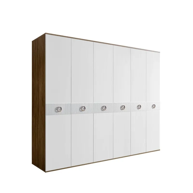 Шкаф 6-ти дв. Bogemia Woodline Fi (Белый/Хром) БМШ2/6(Fi)