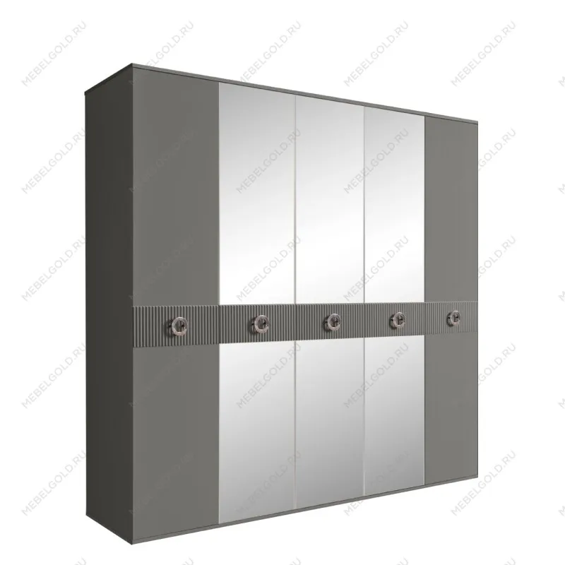 Шкаф 5-ти дв. с зеркалами Bogemia Fillini (Серый/Хром) БМШ1/5(Fi)