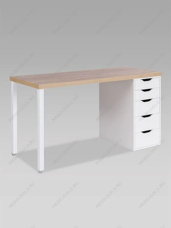 Стол письменный Ингар, 5 ящиков, 140х75х55 см, белый, столешница дуб беленый | изображение 8