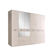 Шкаф 6-ти дверный с зеркалом, с ящиками Римини СОЛО (Слоновая кость/Серебро) РМШ1/61(s)