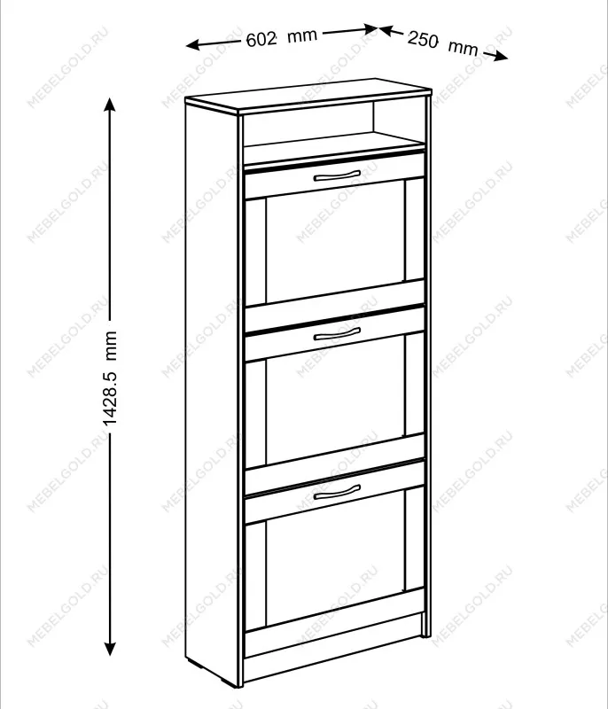 Обувница Сириус с 3 откидными ящиками, 60 х 25 х 143 см, ЛДСП, дуб сонома | изображение 9
