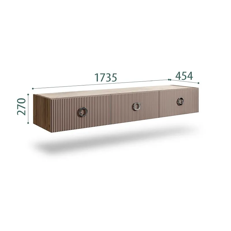 Тумба телевизионная 1.6м Bogemia Woodline Fly Fi (Мокка) (Novabuk/Хром) БМТ-1