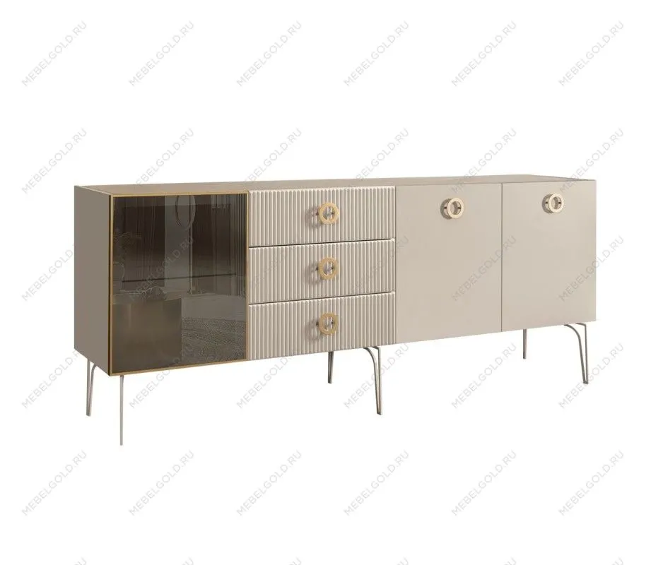 Комод 2.1м Bogemia Fillini (Ваниль) (Novabuk/Золото) БМКМ-5(Fi)[4]