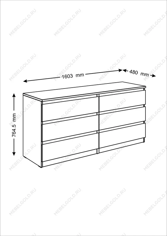 МАЛЬТА комод ИКЕА / IKEA 6 ящиков 160х76 Дуб Венге | изображение 3