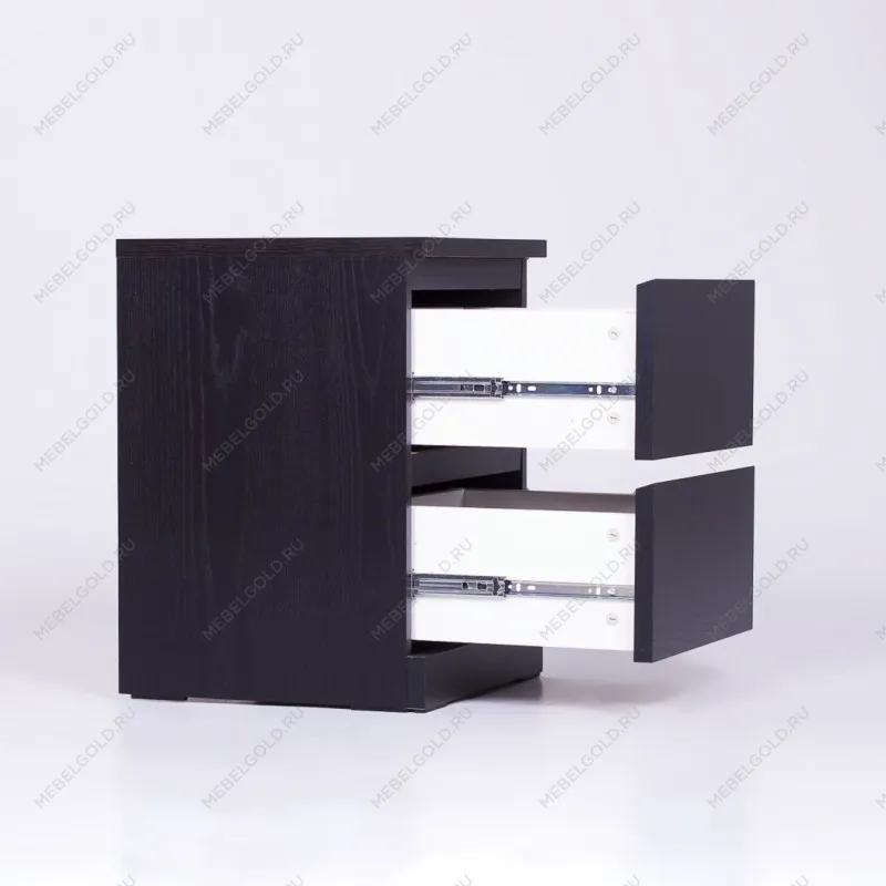 Тумба прикроватная Варма, 2 ящика, 40х55х40 см, шпон натурального дерева, ясень черный | изображение 14