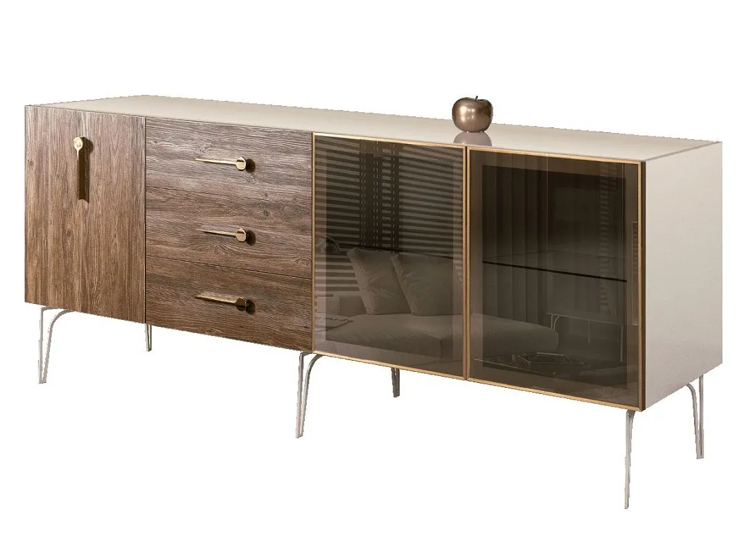 Комод 2.1м Bogemia Wood Wo (Слоновая кость) (Lakobel/Золото) БМКМ-5(Wo)[5][10]