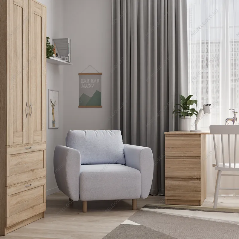 Кресло для отдыха Тулисия пастельно-голубой, ткань рогожка | изображение 3