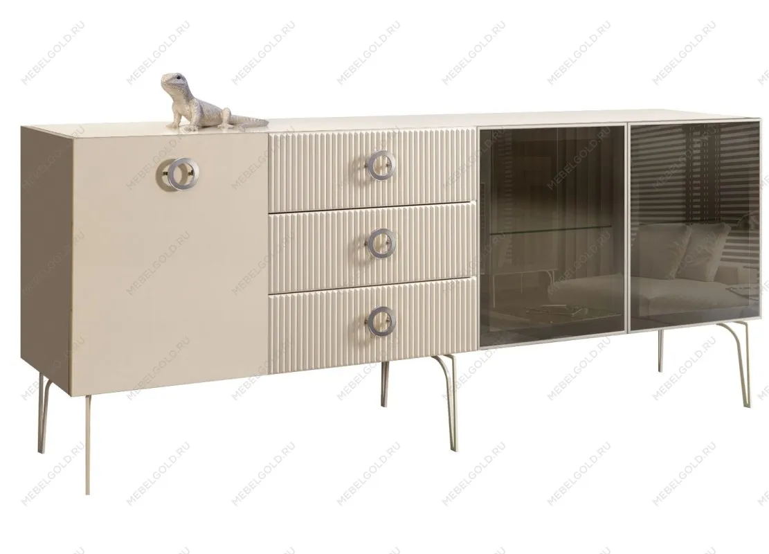 Комод 2.1м Bogemia Fillini (Слоновая кость) (Lakobel/Хром) БМКМ-5(Fi)[5][10]