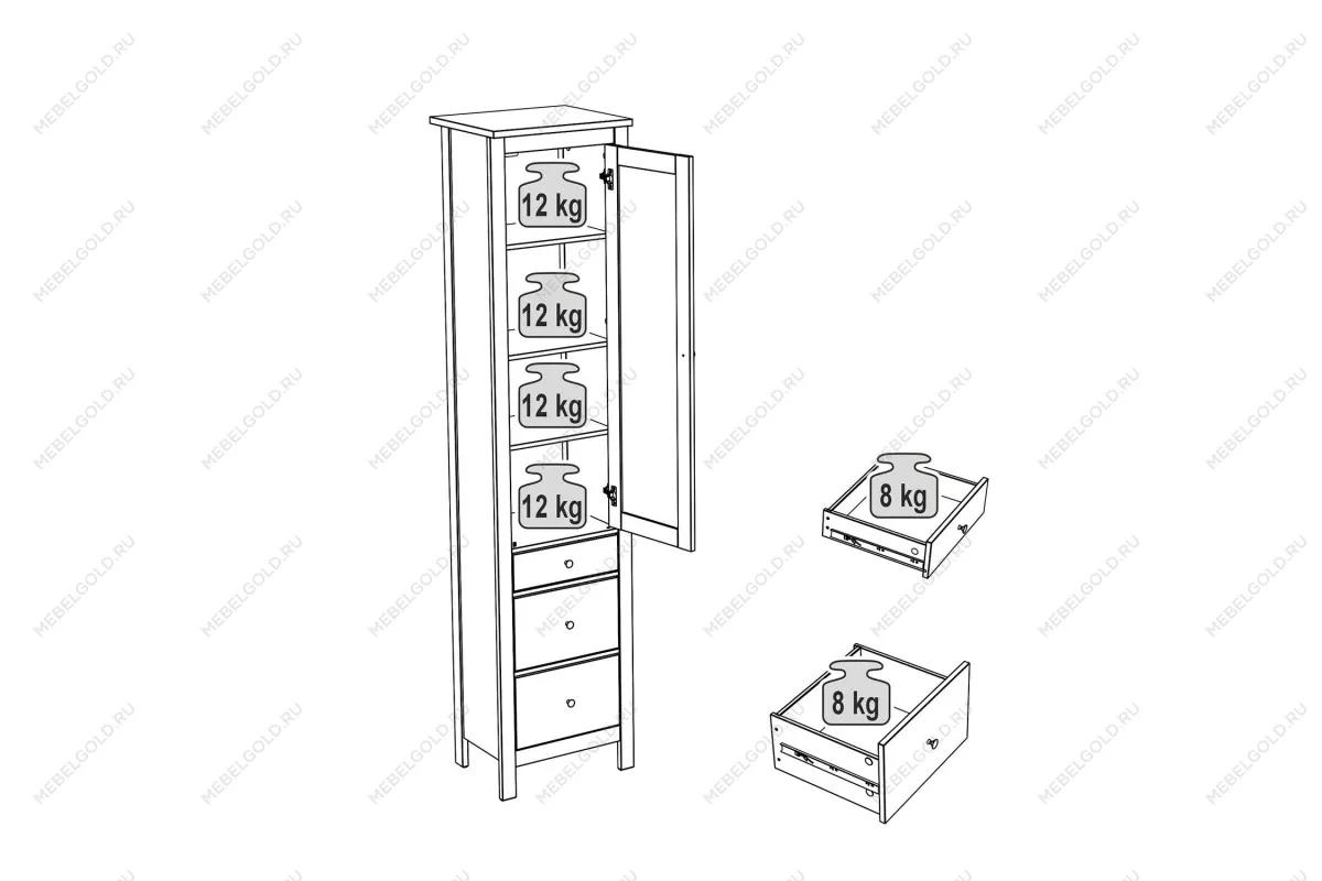САГА шкаф с витриной 50 МОРУ белый | изображение 3