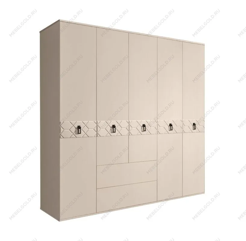 Шкаф 5-ти дверный с ящиками, Bogemia Farfalle (Ваниль/Черный) БМШ2/51(Fa)