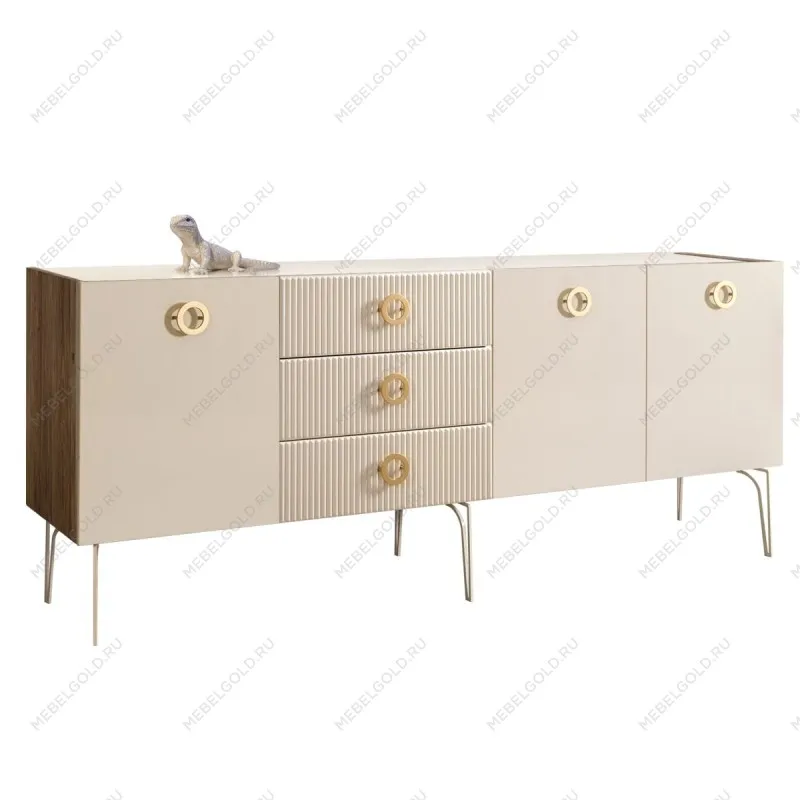 Комод 2.1м Bogemia Woodline Fi (Слоновая кость) (Lakobel/Золото) БМКМ-5