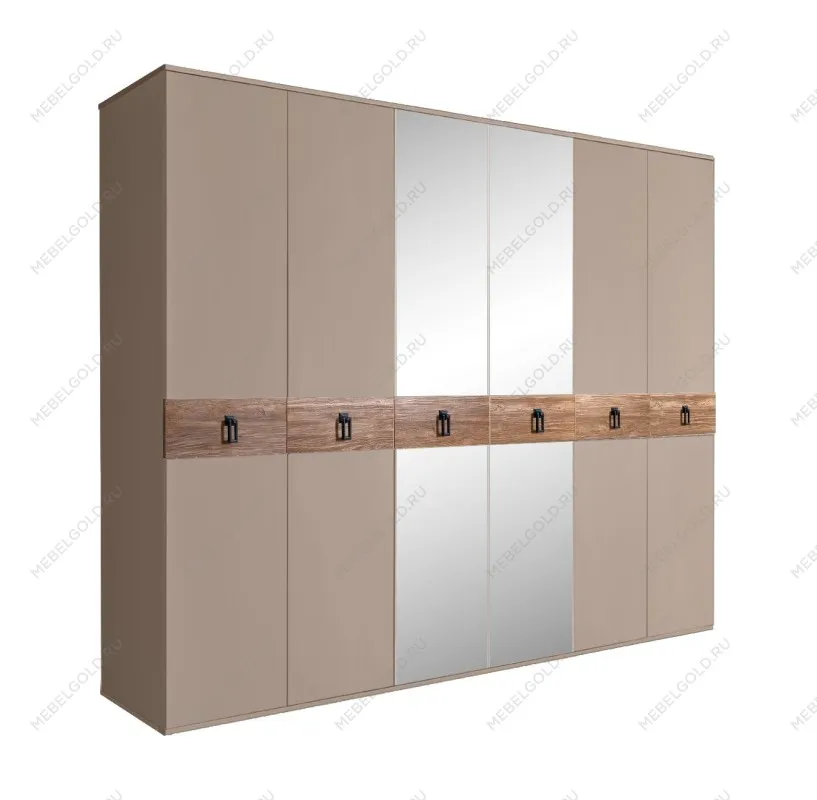 Шкаф 6-ти дв. с зеркалами Bogemia Wood Fa (Мокка/Черный) БМШ1/6(Wo)