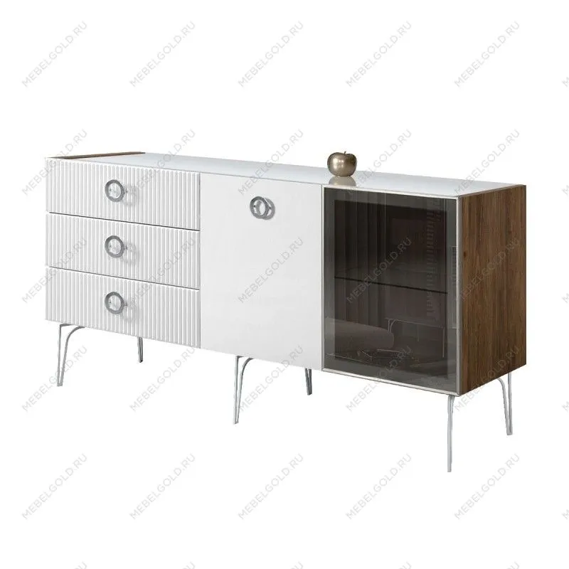 Комод 1.6м Bogemia Woodline Fi (Белый) (Lakobel/Хром) БМКМ-4[5][10]