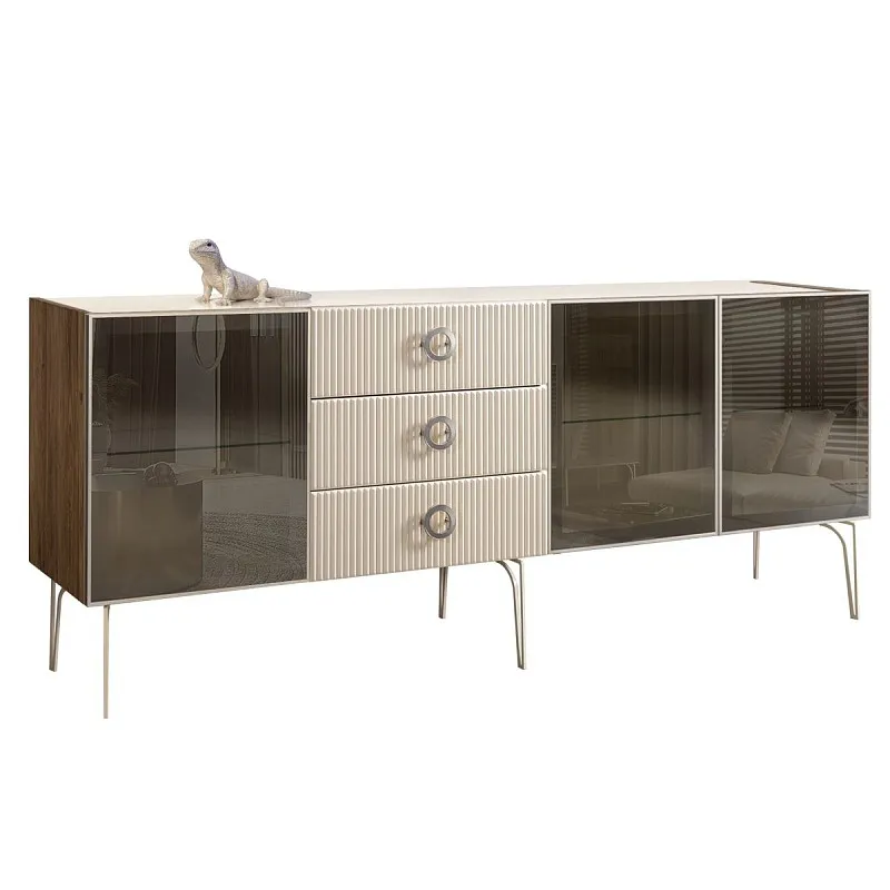 Комод 2.1м Bogemia Woodline Fi (Слоновая кость) (Lakobel/Хром) БМКМ-5[5]