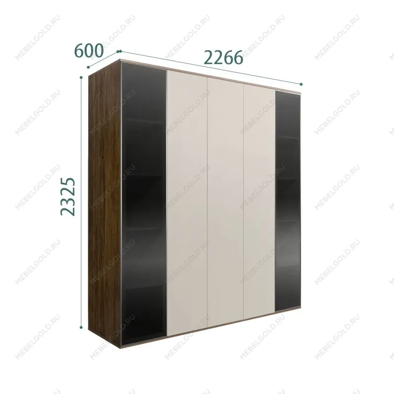 Шкаф 5-ти дв. Bogemia Woodline Air (Шелк/Серебро) БМШ2/5(2)