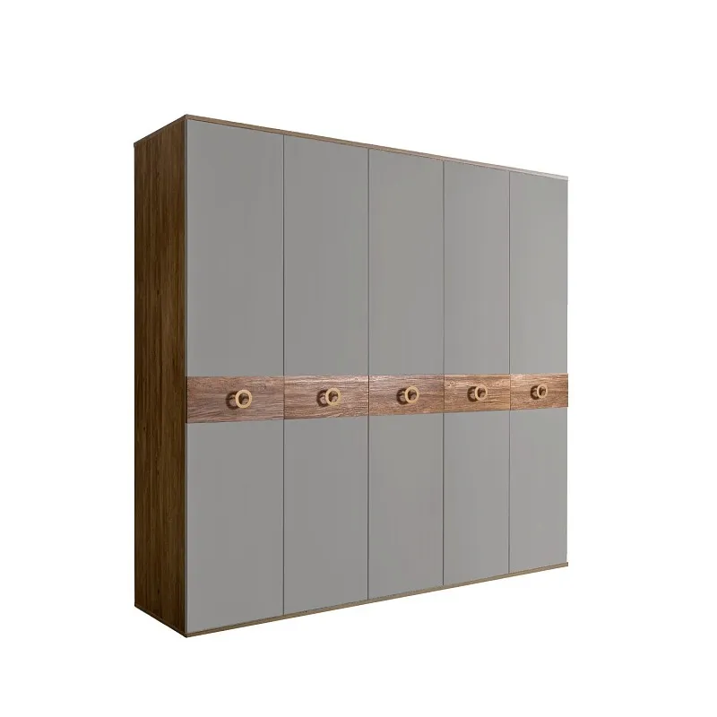 Шкаф 5-ти дв. Bogemia Woodline Wood Fi (Серый/Золото) БМШ2/5(Wo)