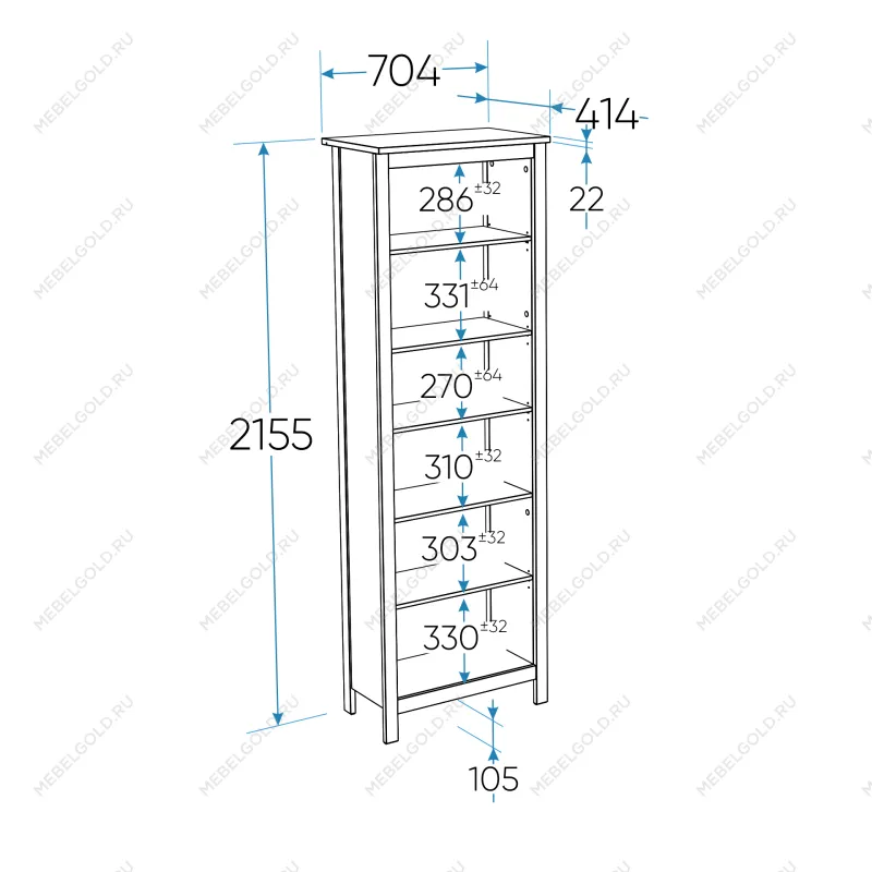 САГА стеллаж 70 белый/ясень | изображение 3