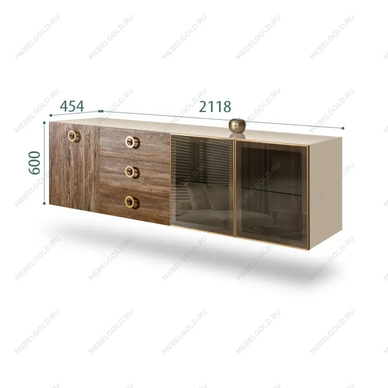 Комод 2.1м Bogemia Fly Wood Fi (Ваниль) (Lakobel/Золото) БМКМ-5[5][10]