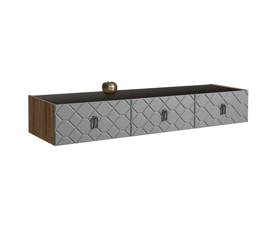 Тумба телевизионная 1.6м Bogemia Woodline Fly Fa (Серый) (Lakobel/Хром) БМТ-1