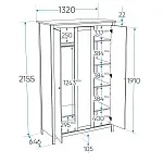 Шкаф распашной Сага, 3 двери, 132х64х215 см, серый/ясень | изображение 10