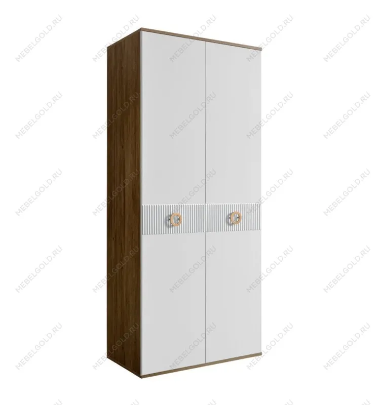 Шкаф 2-х дверный Bogemia Woodline Fi (Белый/Золото) БМШ2/2