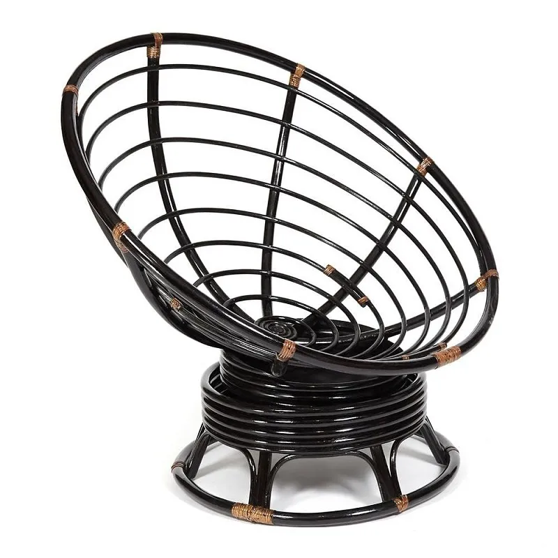 Кресло-качалка Papasan с подушкой Античный коричневый/флок Олива | изображение 2