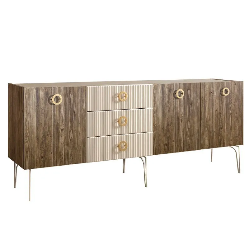 Комод 2.1м Bogemia Woodline Wood Fi (Слоновая кость) (Novabuk/Золото) БМКМ-5
