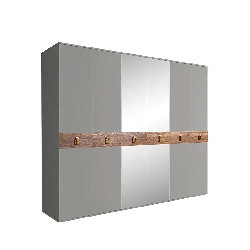 Шкаф 6-ти дв. с зеркалами Bogemia Wood Fa (Серый/Золото) БМШ1/6(Wo)