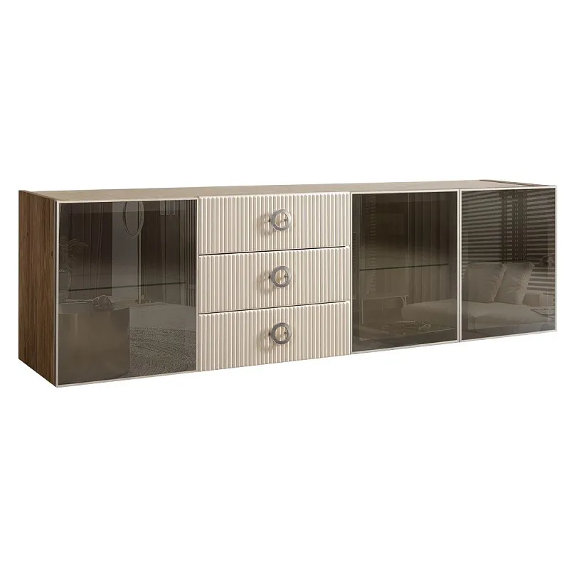 Комод 2.1м Bogemia Woodline Fly Fi (Слоновая кость) (Novabuk/Хром) БМКМ-5[5]