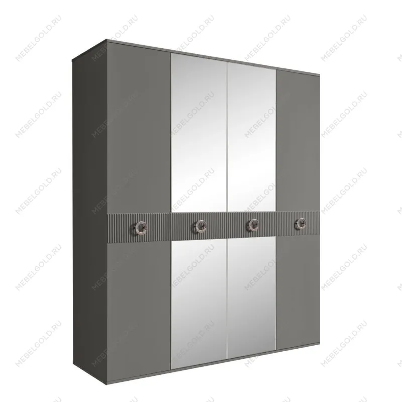 Шкаф 4-х дв. с зеркалами Bogemia Fillini (Серый/Хром) БМШ1/4(Fi)