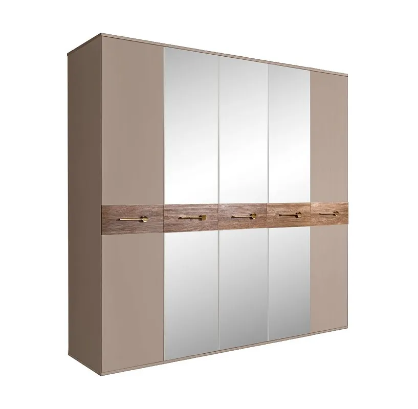 Шкаф 5-ти дв. с зеркалами Bogemia Wood Wo (Мокка/Золото) БМШ1/5(Wo)