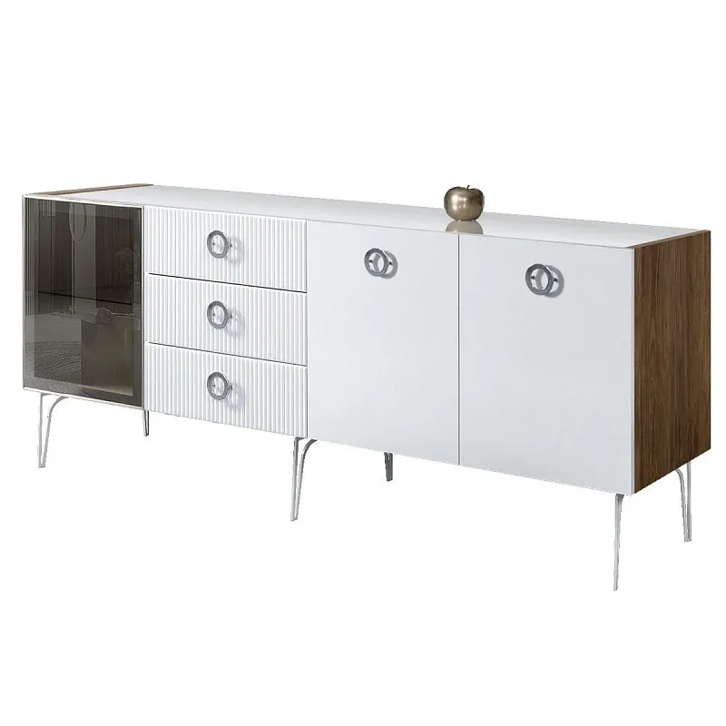 Комод 2.1м Bogemia Woodline Fi (Белый) (Lakobel/Хром) БМКМ-5[4]