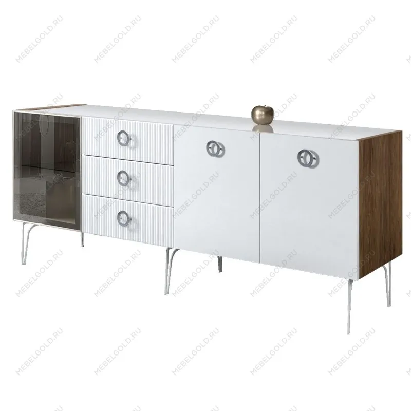 Комод 2.1м Bogemia Woodline Fi (Белый) (Lakobel/Хром) БМКМ-5[4]