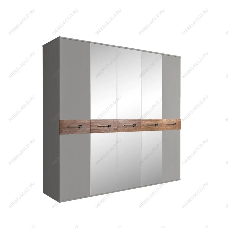 Шкаф 5-ти дв. с зеркалами Bogemia Wood Wo (Серый/Хром) БМШ1/5(Wo)