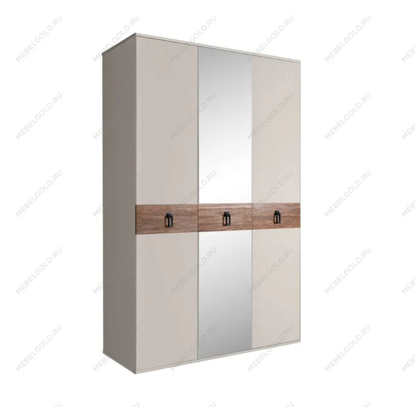 Шкаф 3-х дверный с зеркалом Bogemia Wood Fa (Шелк/Черный) БМШ1/3(Wo)