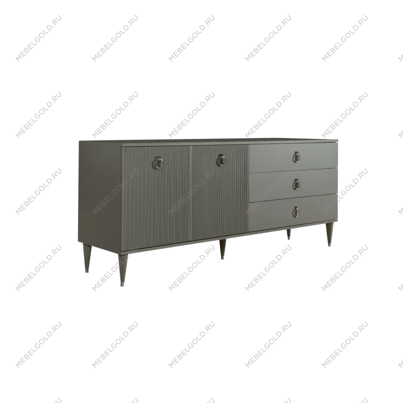 Комод для гостиной 2.1м Римини СОЛО (Серый/Серебро) РМКМ-5(s)