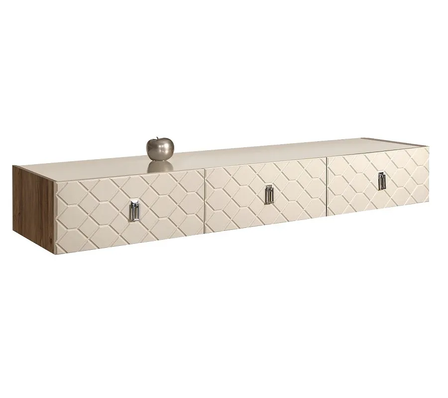 Тумба телевизионная 2.1м Bogemia Woodline Fly Fa (Слоновая кость) (Lakobel/Хром) БМТ-2