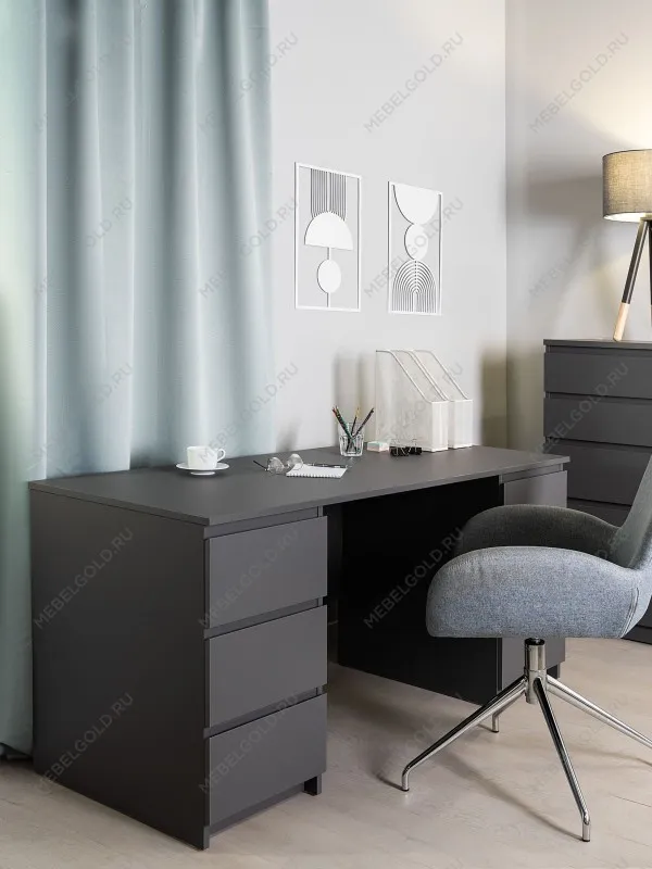 Стол письменный Кастор, 6 ящиков, 151х65х75 см, серый | изображение 1