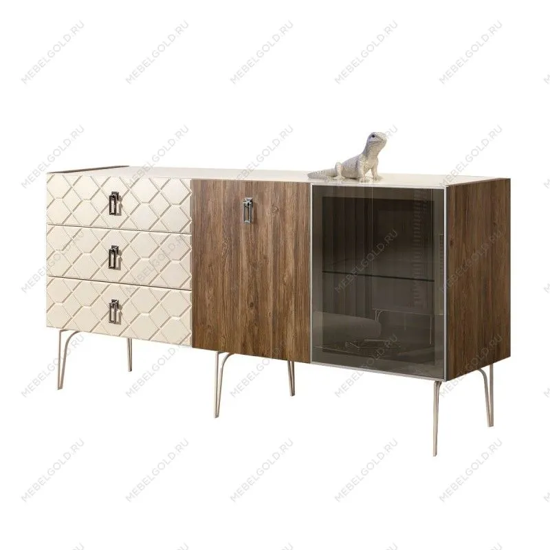 Комод 1.6м Bogemia Woodline Wood Fa (Слоновая кость) (Lakobel/Хром) БМКМ-4[5][10]