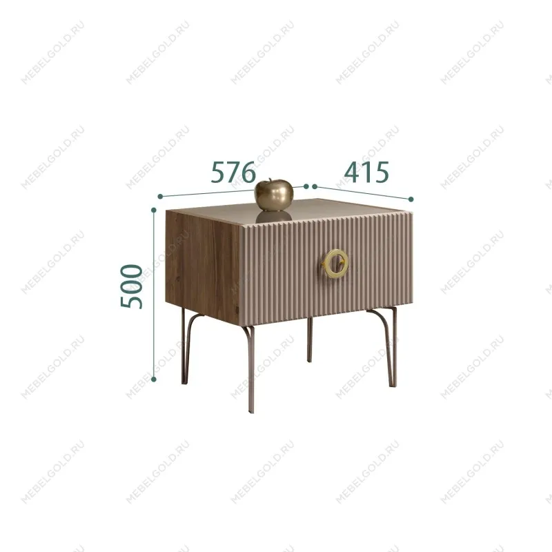Тумба прикроватная Bogemia Woodline Fi (Мокка) (Lakobel/Золото) БМТП-1