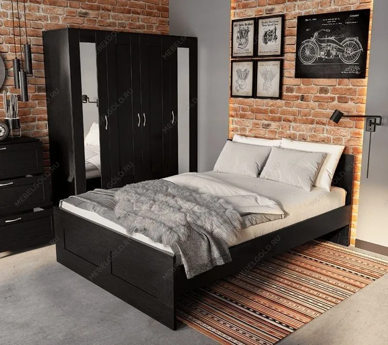 БРИМНЭС / СИРИУС кровать двойная ИКЕА / IKEA 140х200 Дуб Венге | изображение 3