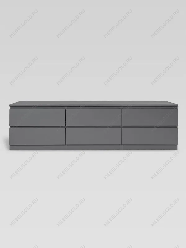Тумба для ТВ Кастор, 6 ящиков, 194х40х54 см, серая | изображение 6