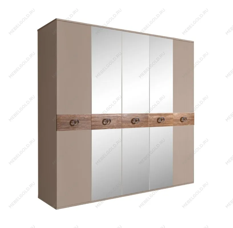 Шкаф 5-ти дв. с зеркалами Bogemia Wood Fi (Мокка/Хром) БМШ1/5(Wo)