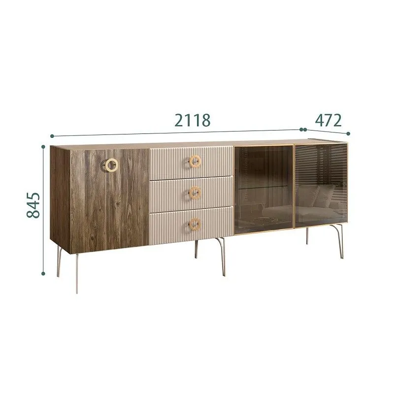 Комод 2.1м Bogemia Woodline Wood Fi (Ваниль) (Novabuk/Золото) БМКМ-5[5][10]