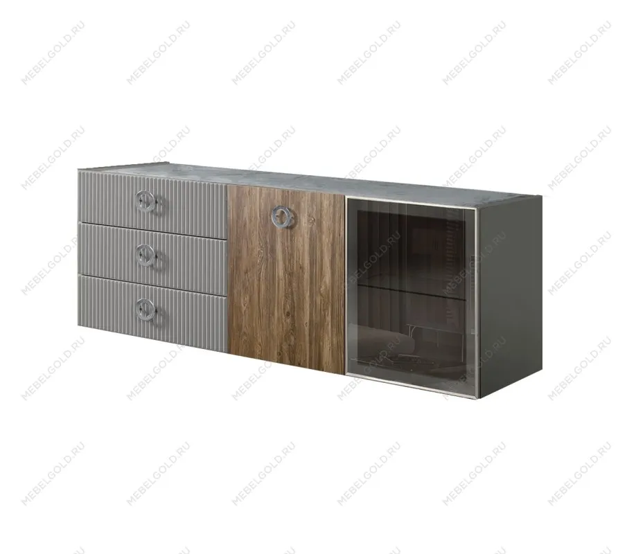 Комод 1.6м Bogemia Fly Wood Fi (Серый) (Novabuk/Хром) БМКМ-4[5][10]