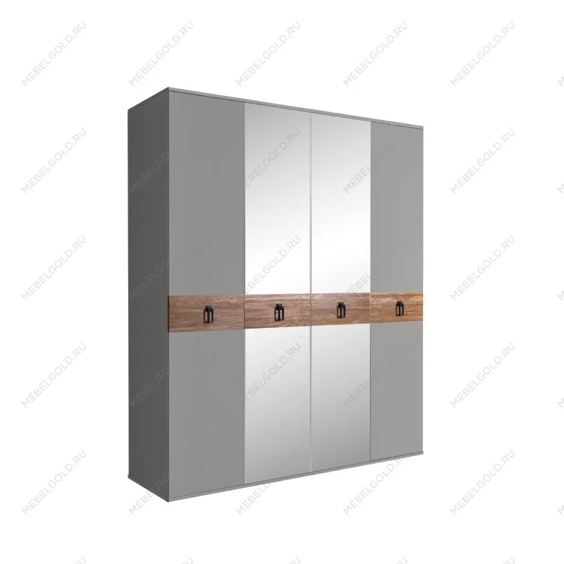 Шкаф 4-х дв. с зеркалами Bogemia Wood Fa (Серый/Черный) БМШ1/4(Wo)
