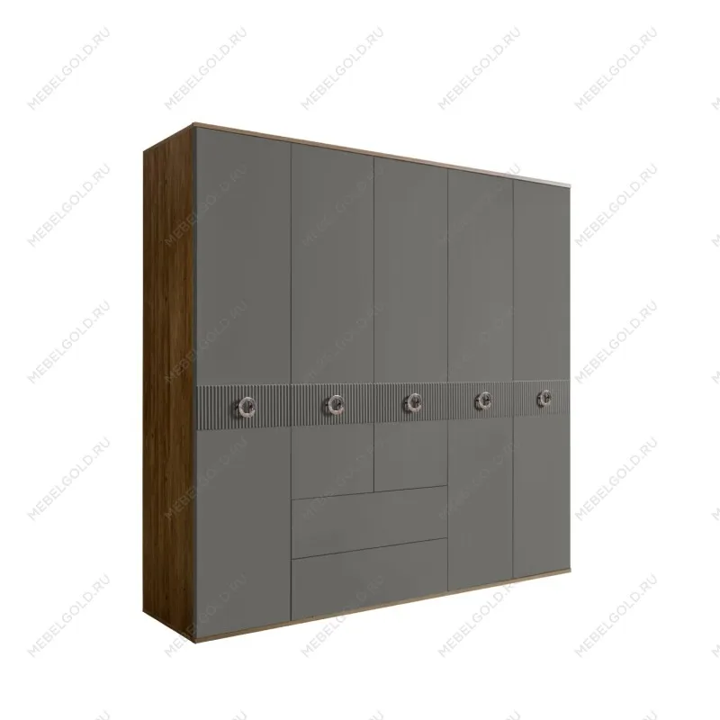 Шкаф 5-ти дверный с ящиками, Bogemia Woodline Fi (Серый/Хром) БМШ2/51(Fi)