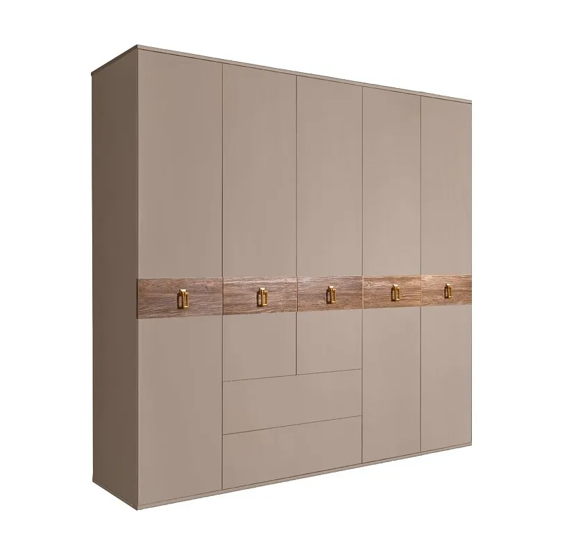 Шкаф 5-ти дверный с ящиками, Bogemia Wood Fa (Мокка/Золото) БМШ2/51(Wo)
