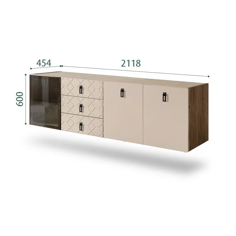 Комод 2.1м Bogemia Woodline Fly Fa (Ваниль) (Novabuk/Черный) БМКМ-5[4]